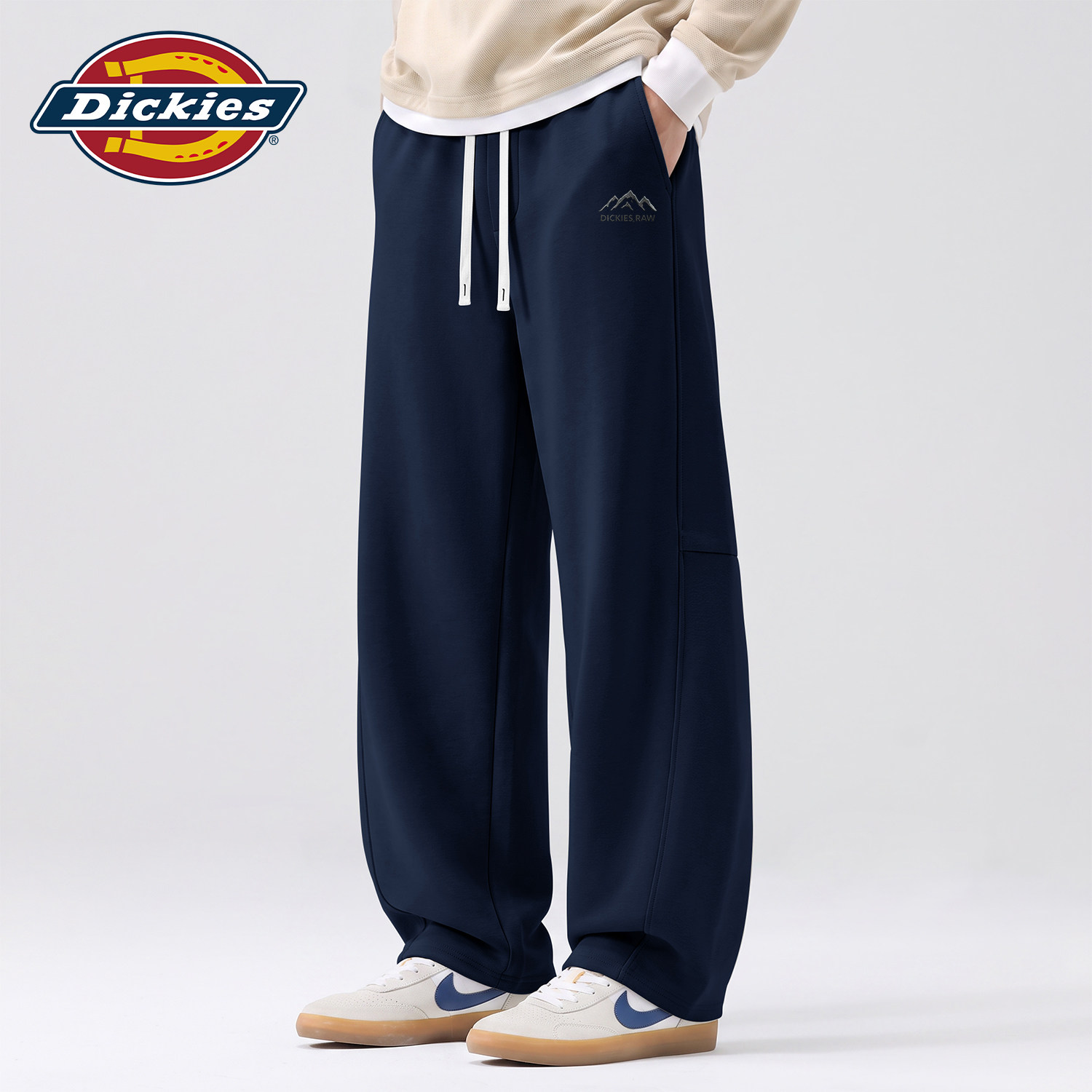Dickies藏青色男款弯刀裤秋季2026新款宽松直筒裤运动秋装长裤男