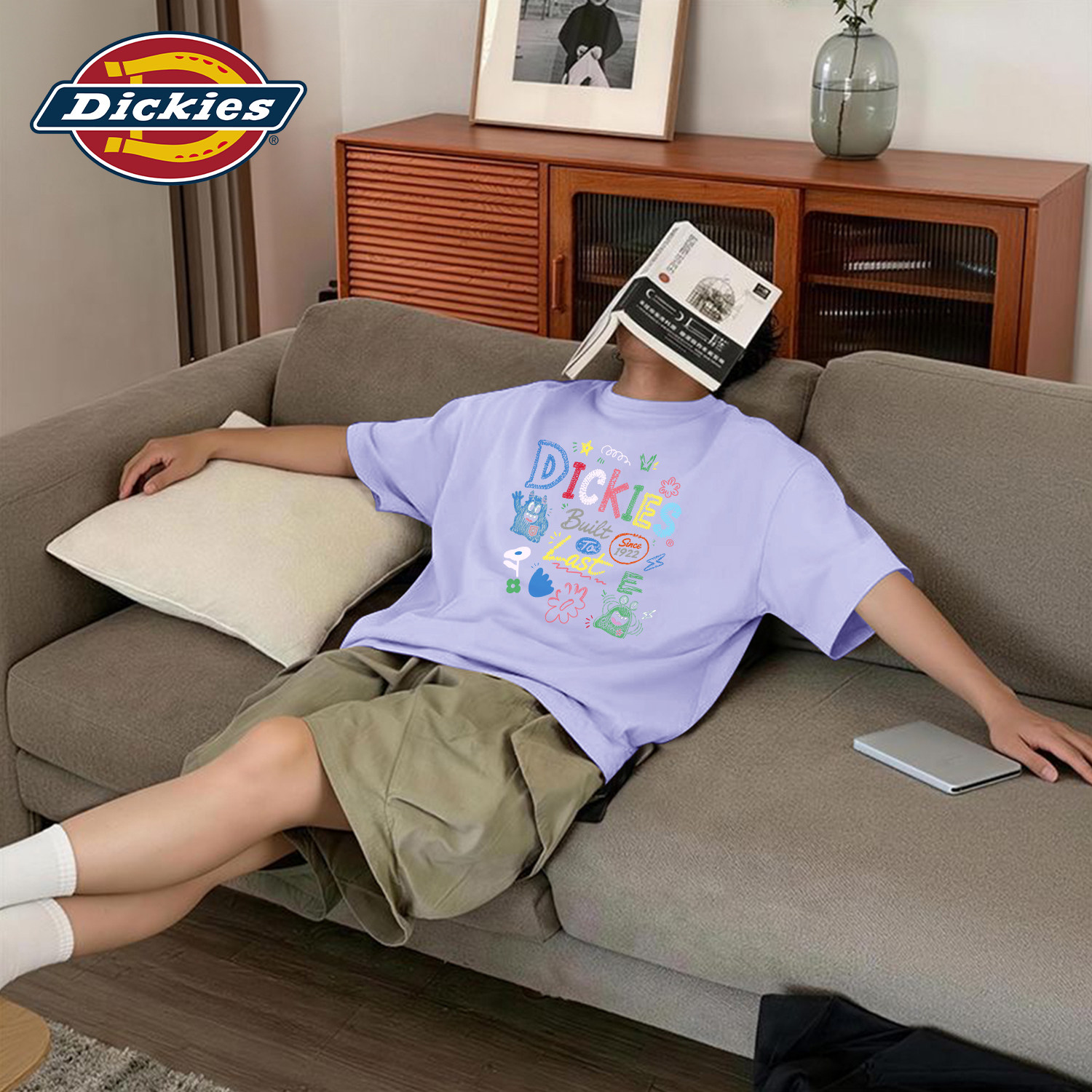 Dickies男士印花短袖T恤夏薄款凉感透气宽松潮流百搭休闲冰丝上衣