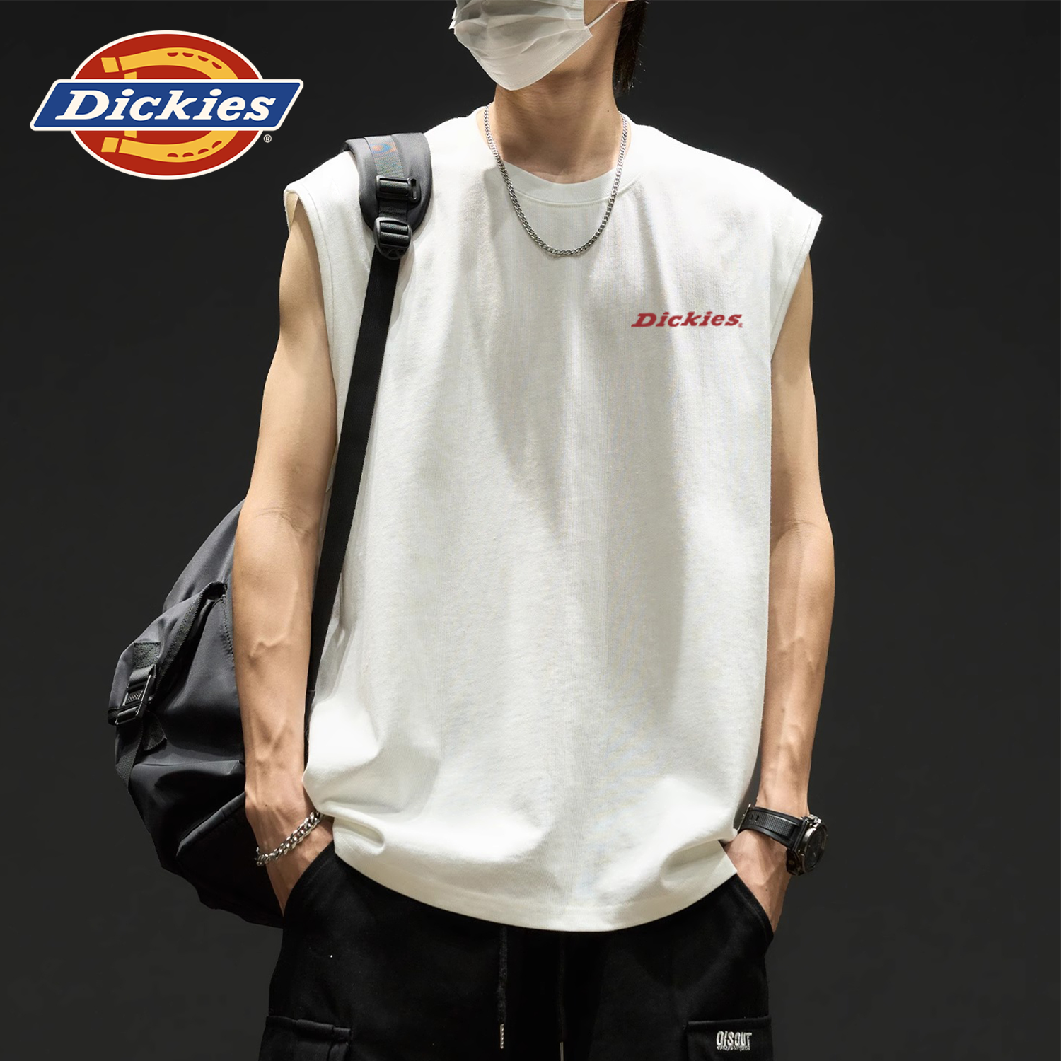 Dickies美式重磅纯棉背心男夏季宽松运动坎肩青少年无袖t恤男上衣