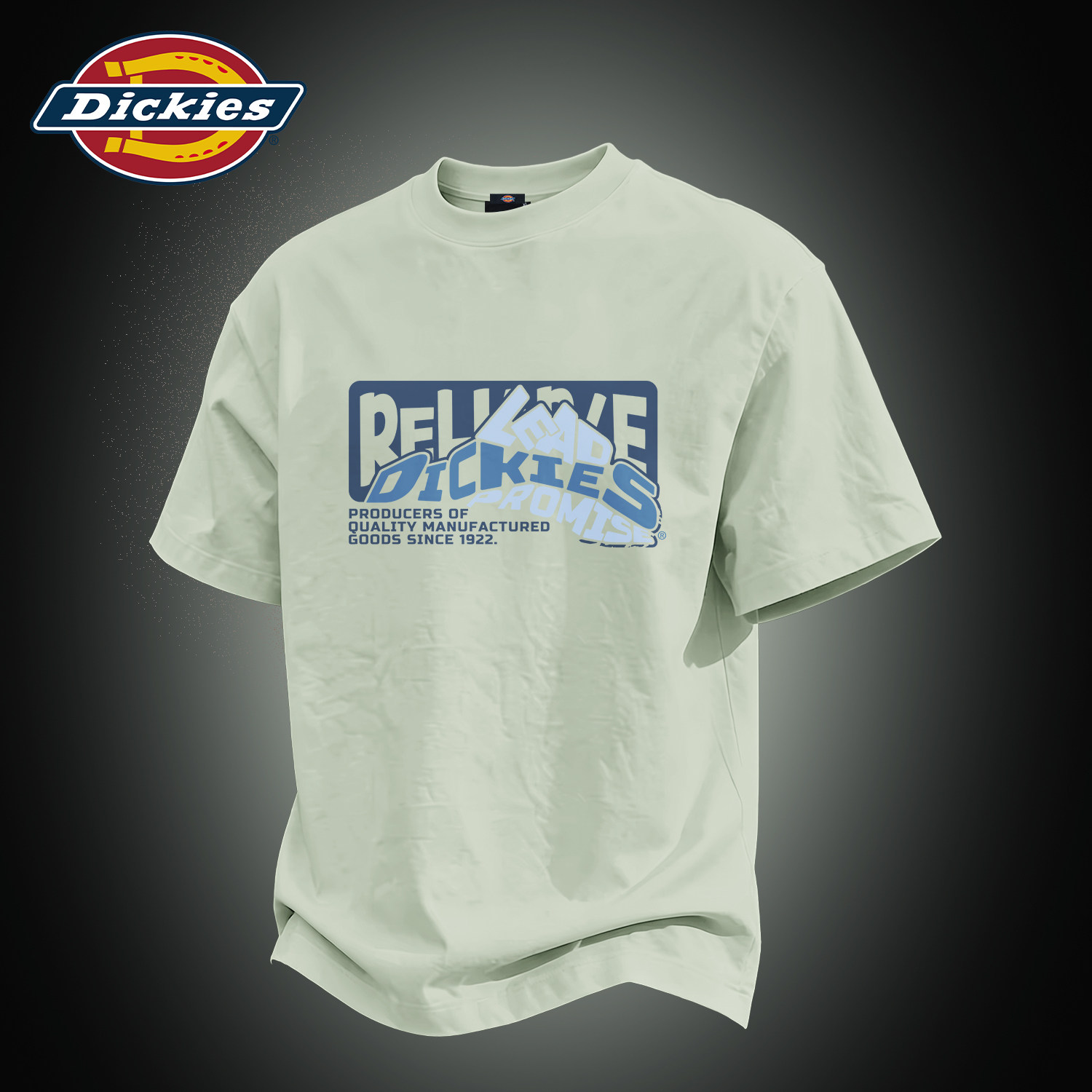 Dickies灰绿色男士纯棉短袖T恤青少年夏季潮牌大码上衣半袖衣服男