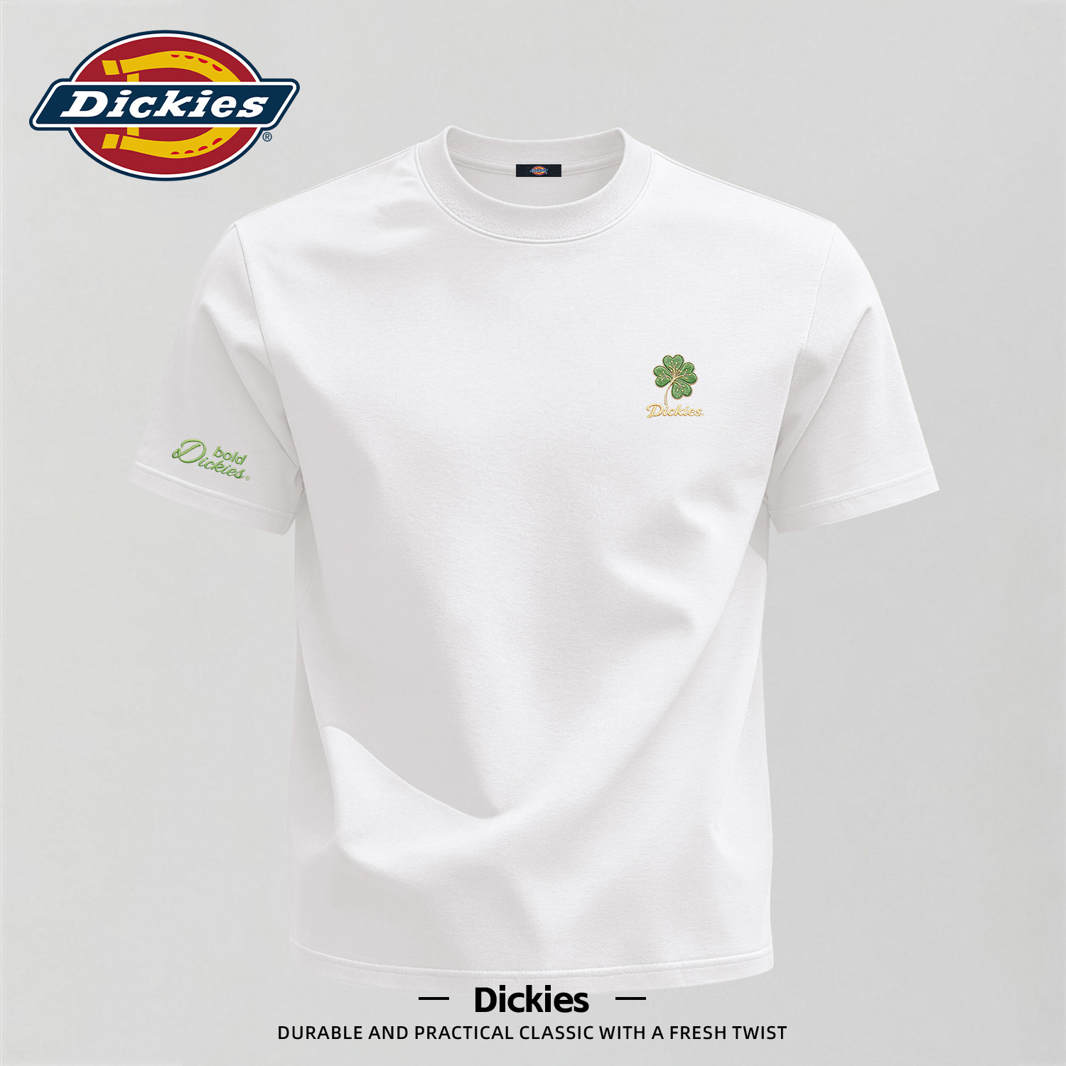 Dickies白色纯棉短袖T恤男款重磅宽松休闲青少年学生夏季半袖衣服