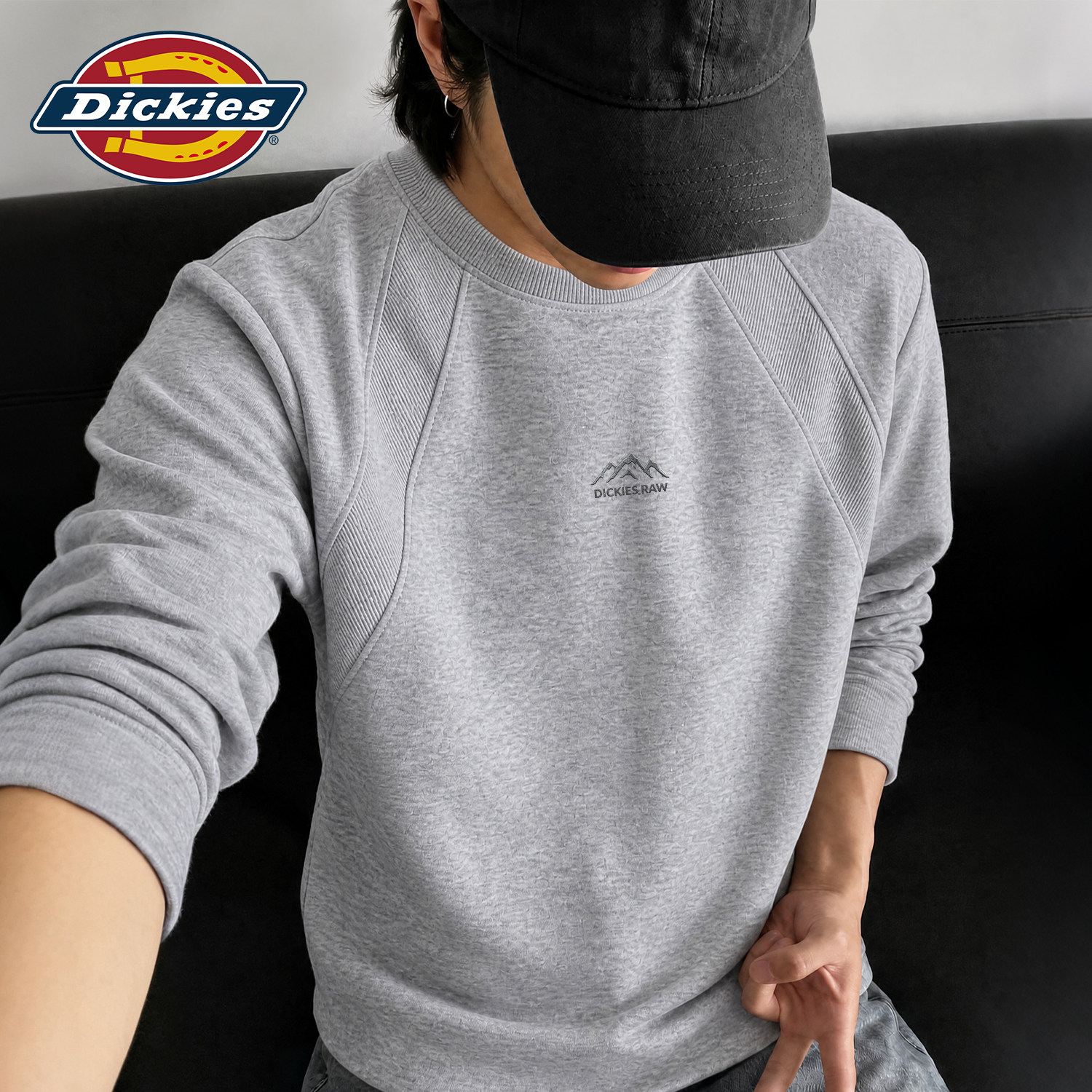 Dickies重磅休闲插肩长袖T恤男秋装衣服2026秋季新款学生上衣男款