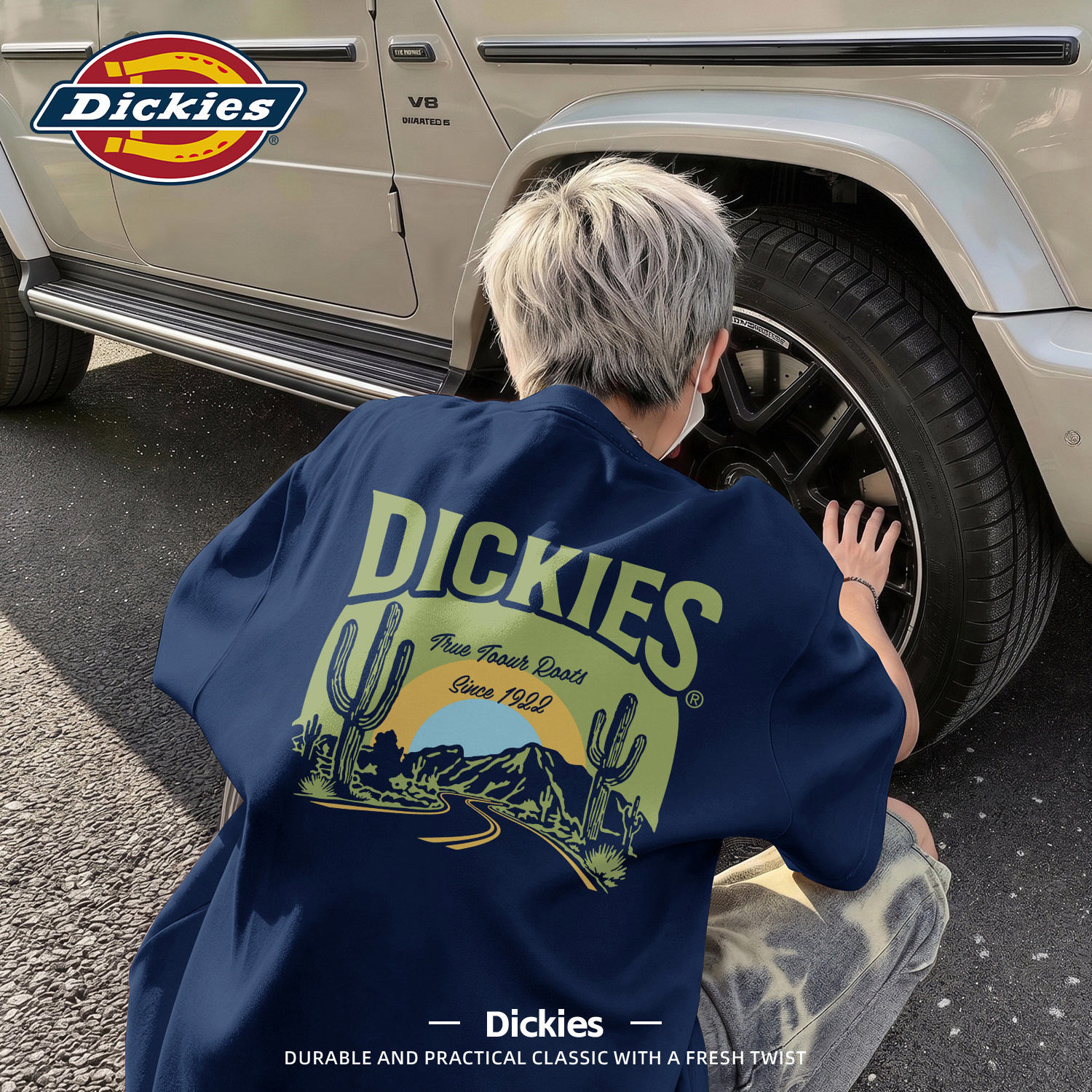 Dickies短袖T恤男生藏青色纯棉重磅上衣2026新款夏季美式男款半袖