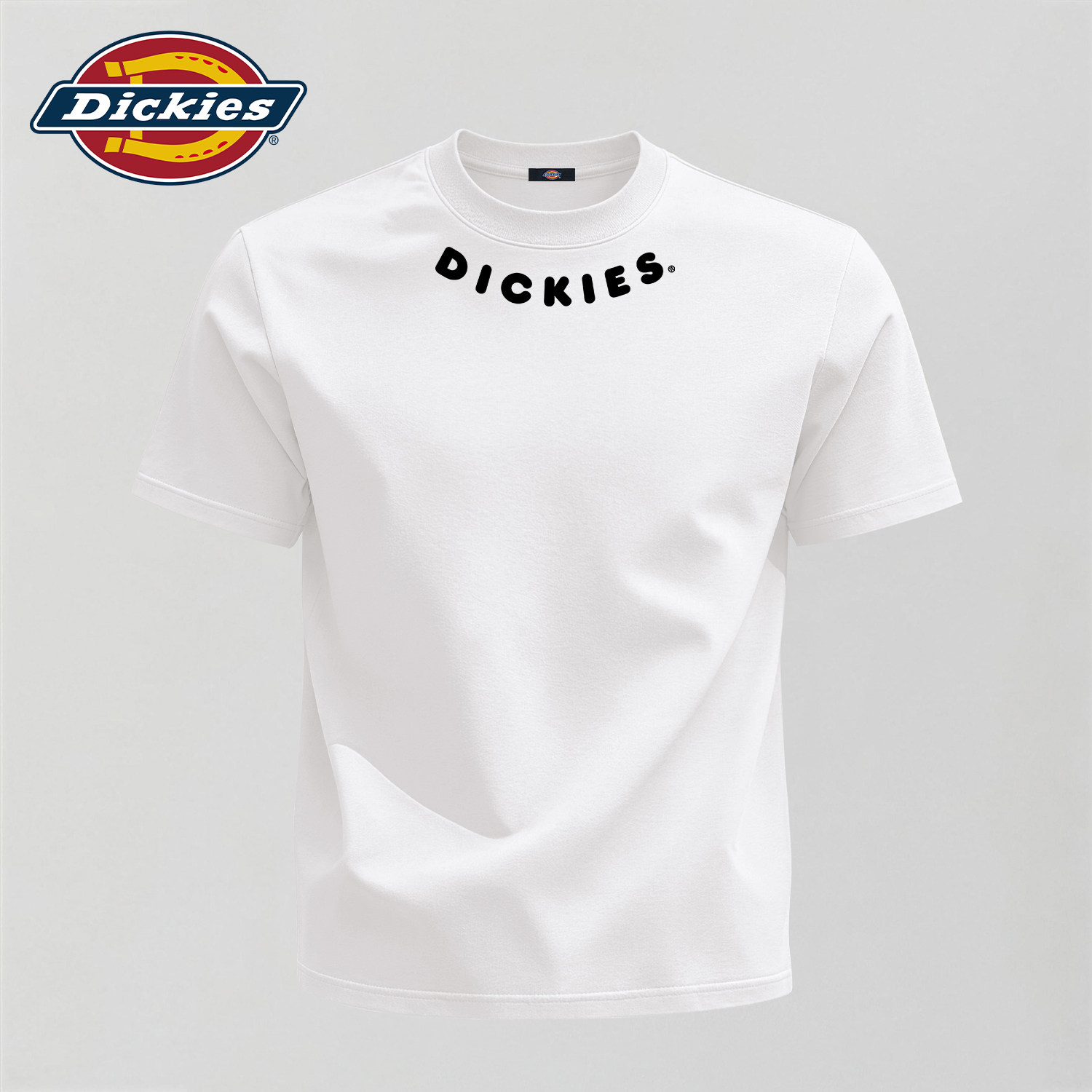 Dickies纯棉短袖T恤男夏季宽松透气舒适圆领LOGO印花潮流白色上衣