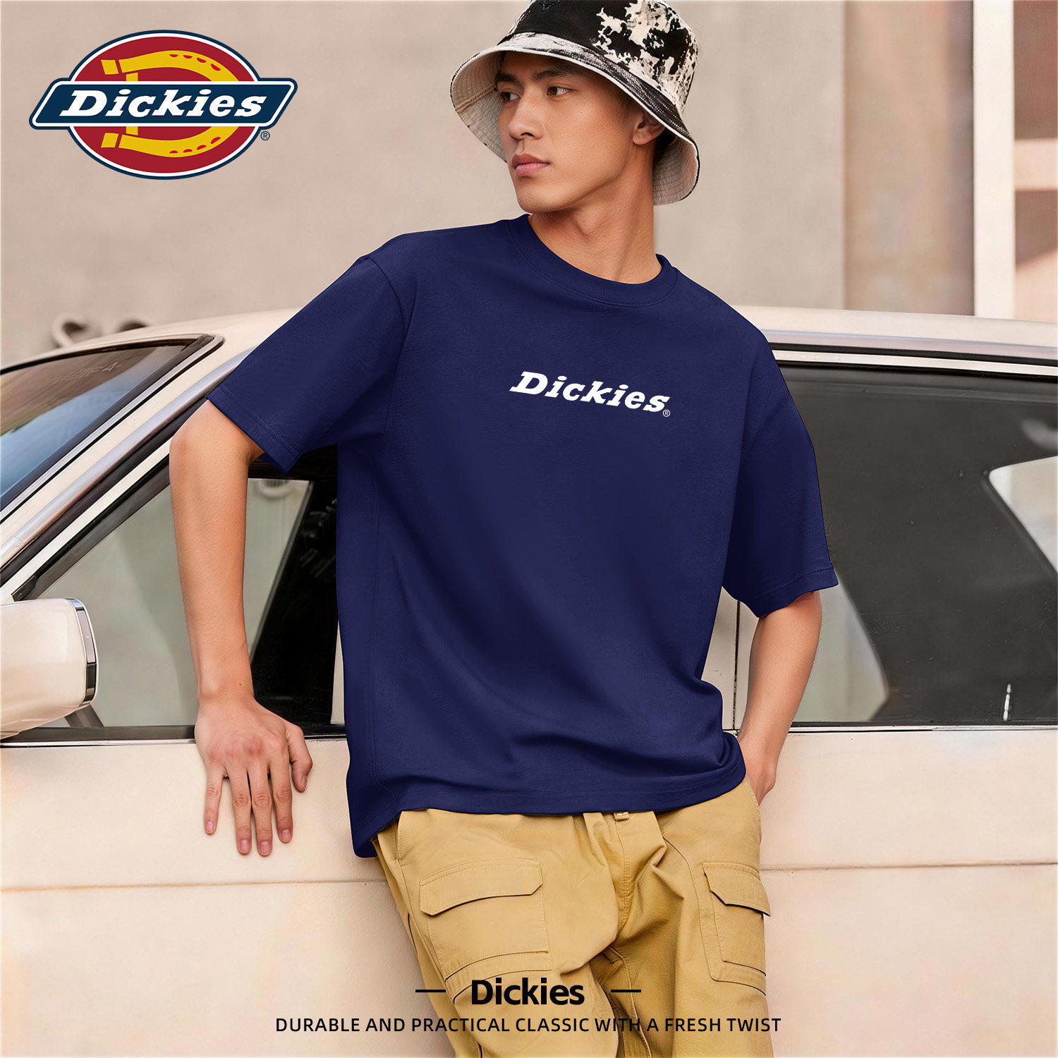 Dickies蓝色纯棉短袖t恤男女同款2026新款情侣装夏季青年打底衫男