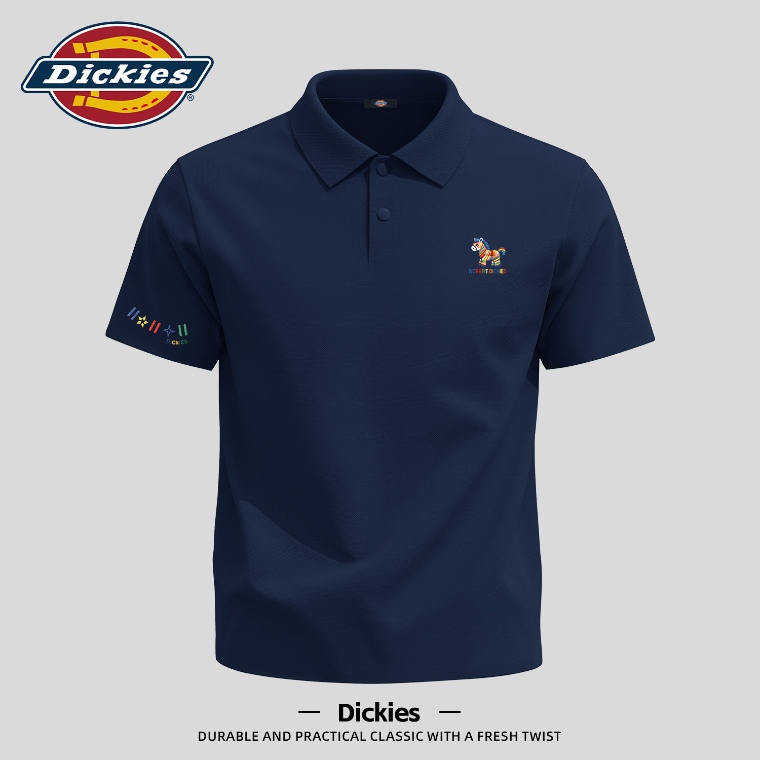 Dickies冰丝华夫格短袖POLO衫男士2026夏季新款潮透气舒适上衣男T