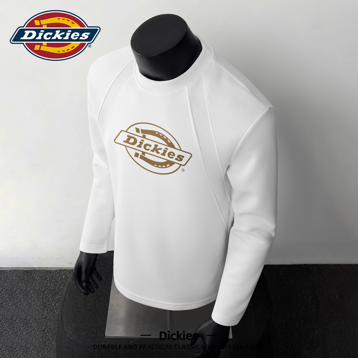 Dickies长袖T恤男款插肩设计感2026秋季上衣新款宽松健身男装衣服