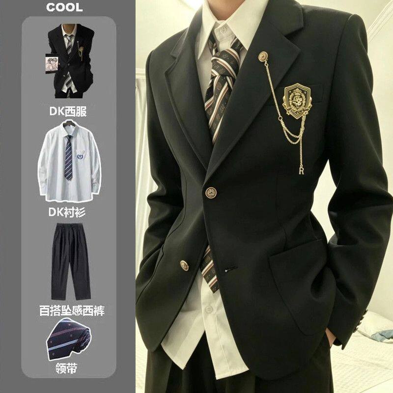 2026日系徽章dk制服男一整套穿搭学院风jk西装外套情侣装西服套装