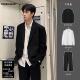 套装 黑色休闲垫肩西服外套潮男春秋款 大学生西装 男痞帅韩版 男 西装