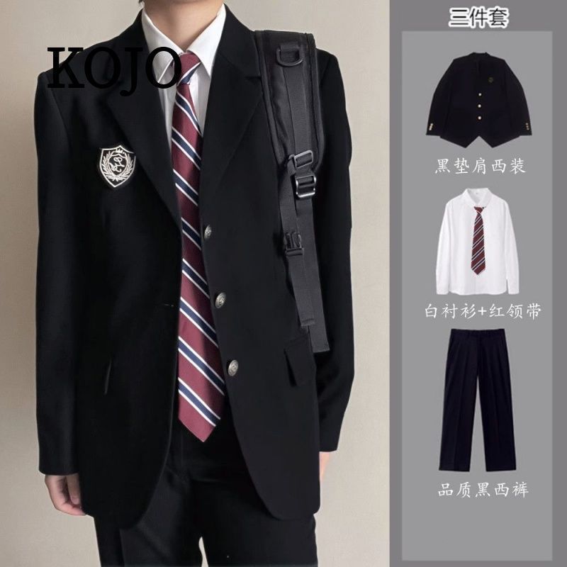 2026西装套装男DK制服宽松痞帅日系学院风学生春秋季徽章西服外套