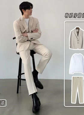高级感西装一整套男外套韩版修身潮流帅气休闲商务高档西服春秋季