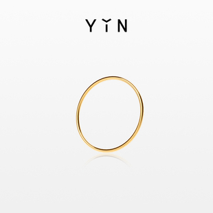 YIN隐「易」系列暖金圆戒指 18K金素圈戒指情侣对戒
