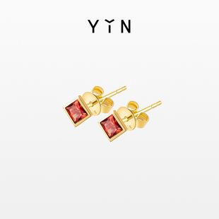 YIN隐「垠」系列红石榴石耳钉 18K金宝石耳饰奢侈品珠宝