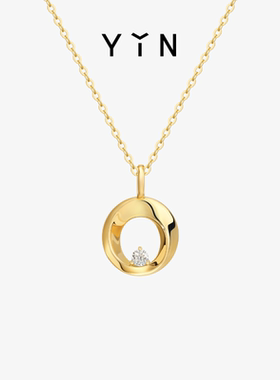 节日礼物YIN隐莫比乌斯环星钻18K金项链钻石吊坠锁骨链珠宝送礼