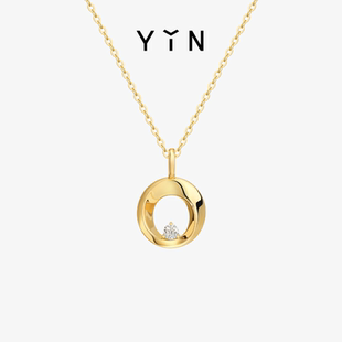 节日礼物YIN隐莫比乌斯环星钻18K金项链钻石吊坠锁骨链珠宝送礼