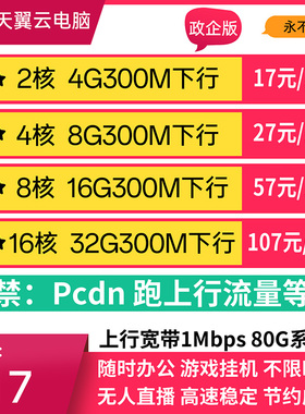 电信天翼云电脑政企版移动云阿里云2核心4G永不休眠云桌面电脑