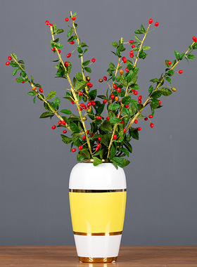 单支红色枸杞果枝仿真花客厅餐厅摆设吉祥红浆果枝新房枸杞子花艺