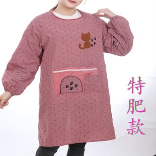 大码 家用防污倒褂 围裙女加肥加大200斤家用厨房加肥加大长袖