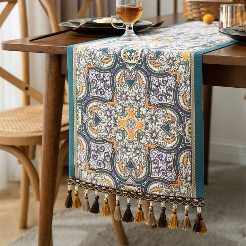 复古提花桌旗民族活动摆台茶几旗