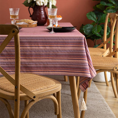 复古民族风餐桌布波西米亚台布条纹花朵几何条纹桌布茶几装饰布艺