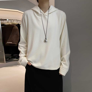 韩系T恤休闲打底衫 SELF老钱风复古德绒短款 新款 2025冬装 6170 帽衫