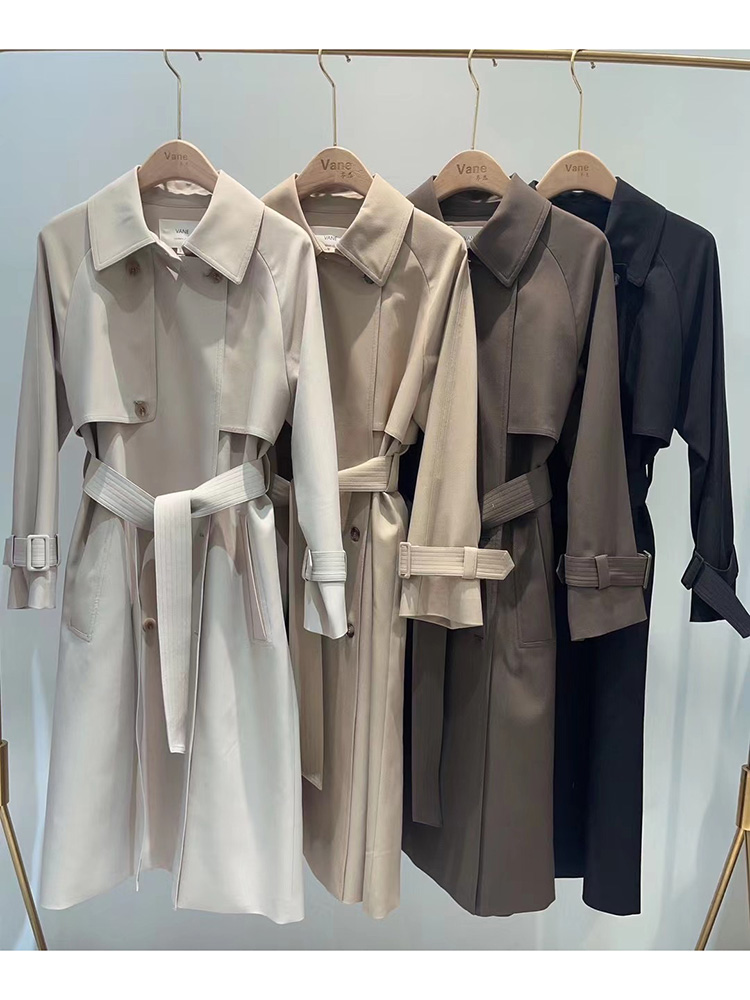 收腰双排扣外套中长款风衣