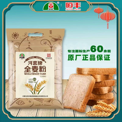 河套内蒙古小全麦高筋面粉家用10斤袋装白面包子馒头饺子面条通用