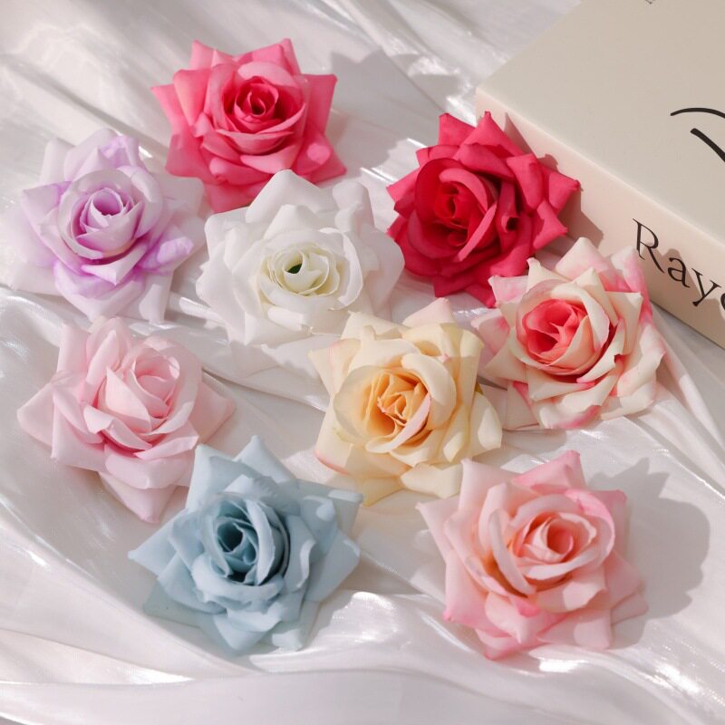 仿真玫瑰花头 diy手腕花环发饰簪花墙壁装饰配件婚庆布置花朵批发