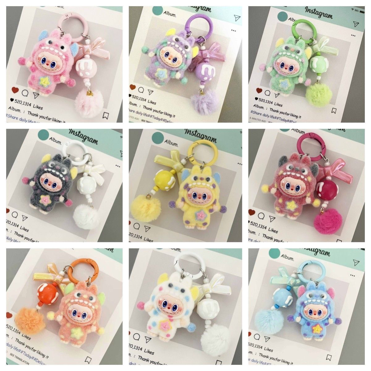 新款植绒波点怪兽拉布布包挂件学生公仔钥匙链挂饰钥匙扣闺蜜礼物