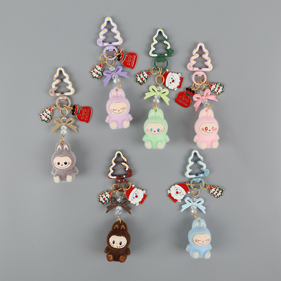 新款手工圣诞节创意labubu拉布布书包少女汽车挂件学生可爱钥匙扣