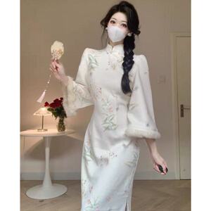 旗袍2026年新款白色改良年轻款国风少女春夏新中式小个子连衣裙女