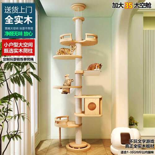实木通天柱猫爬架小户型顶天立地猫玩具占地小实木柱猫咪攀爬猫架