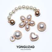 Crocs洞洞鞋 卡骆驰鞋 鞋 新款 花鞋 配饰 上配件金属质感珍珠链条鞋 扣