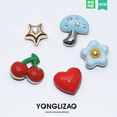 Crocs鞋 新款 花卡骆驰配件智必星金属樱桃爱心烤漆系列 配饰 洞洞鞋