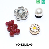 花卡骆驰配件DIY可拆卸装 Crocs鞋 饰花朵闪粉小熊 花配饰新款 洞洞鞋