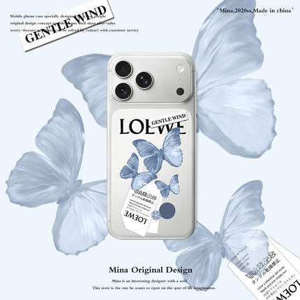 原创iPhone17Pro Max手机壳16pro蝴蝶LOEW适用苹果15潮大牌14女简约ins风13Por个性创意iphone17PM透明软罗意