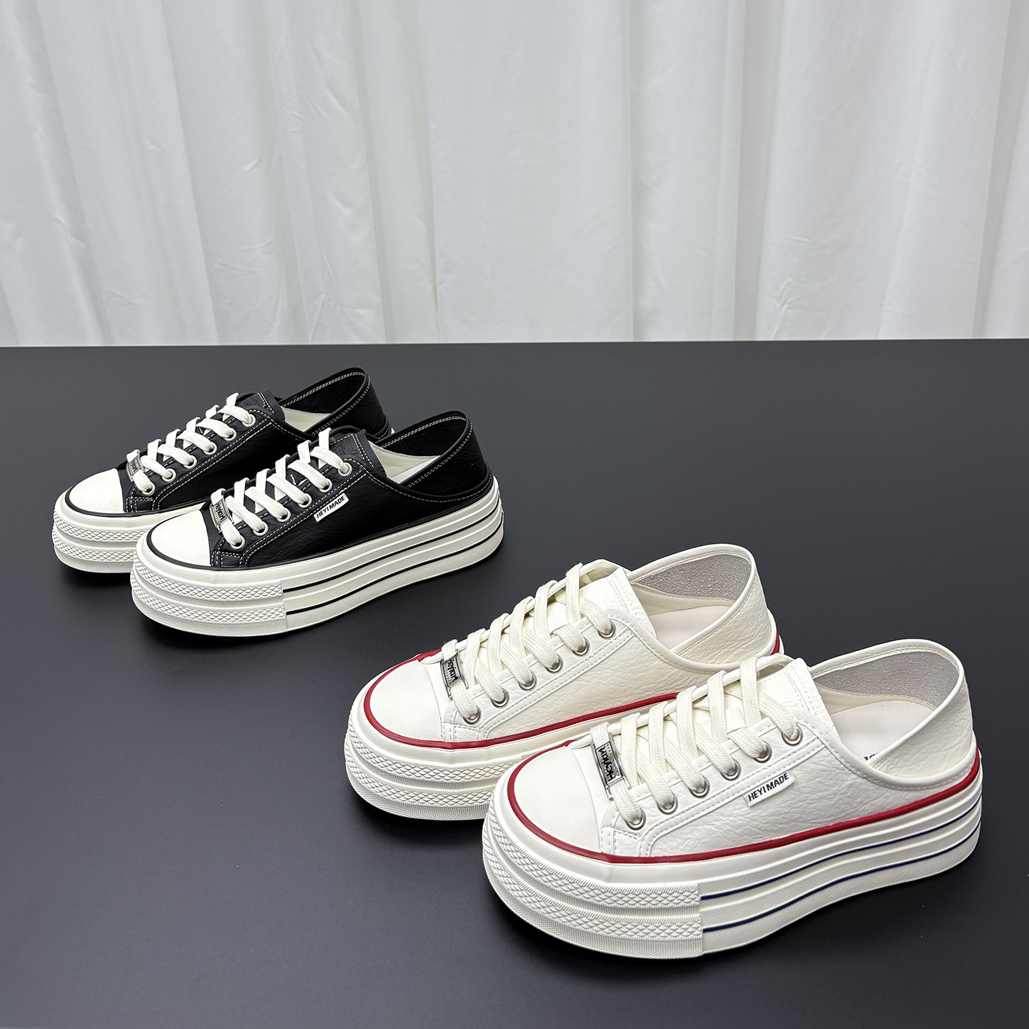 真皮两穿小白鞋女2026春季新款圆头系带厚底牛皮百搭休闲运动板鞋,女鞋,休闲板鞋,淘宝优惠券,粉丝福利购,淘宝优惠卷