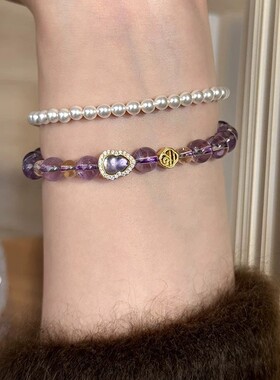 好运上岸福禄葫芦s925纯银天然巴西紫水晶手链轻奢高级感小众配饰