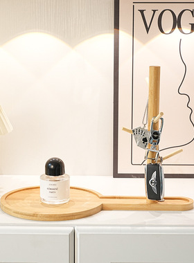 创意竹木葫芦树杈托盘摆件家居入户玄关钥匙收纳乒乓杯架装饰品