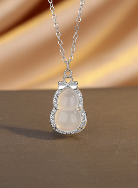 S925纯银玉髓葫芦项链女轻奢小众高级感2025新款爆款新中式锁骨链
