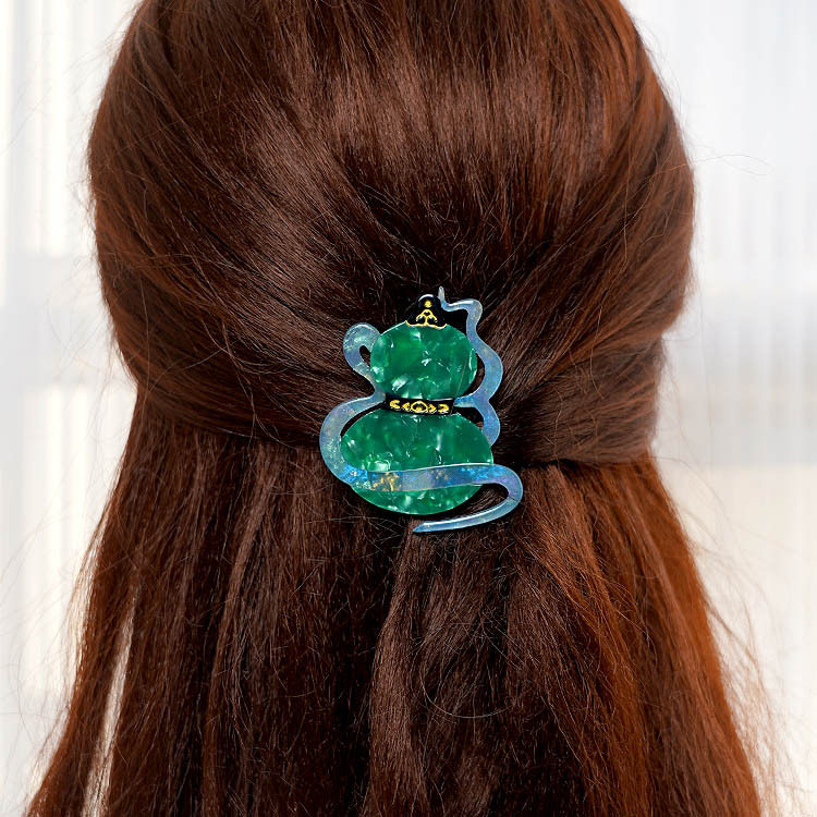 逸意饰品翡翠葫芦醋酸夹子高级感国风边夹侧边刘海夹鸭嘴夹小抓夹