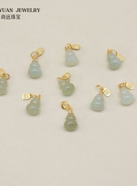 天然和田玉葫芦镶s925银福字牌吊坠 新中式复古diy手串项链配件