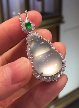 仿玉髓纯净细腻的玻璃种葫芦吊坠镀S925银气质时尚简约百搭女批发