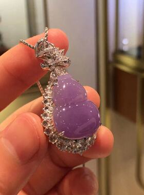 老坑仿玉髓紫罗兰葫芦吊坠高档气质大气精致镀S925银高级送礼批发