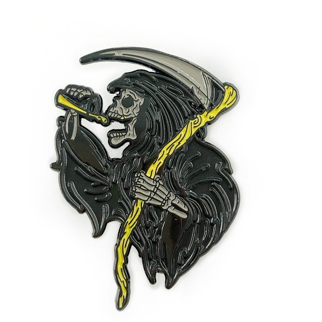 LXJERY 낫 죽음 브로치 할로윈 금속 배지 크리 에이 티브 학교 가방 장식 칼라 액세서리 핀