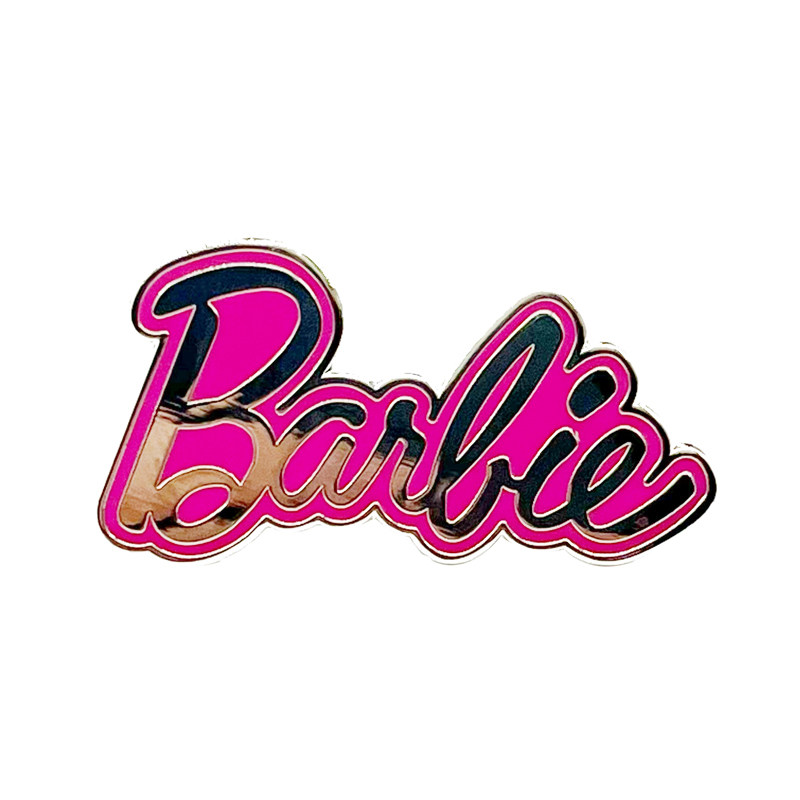 LXJERY 핑크 바비 인형 브로치 어린 시절 추억 금속 학교 가방 장식 배지