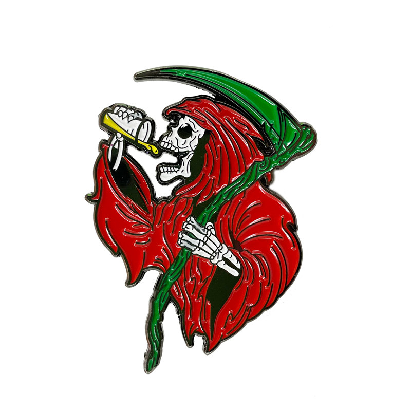 LXJERY 낫 죽음 브로치 할로윈 금속 배지 크리 에이 티브 학교 가방 장식 칼라 액세서리 핀
