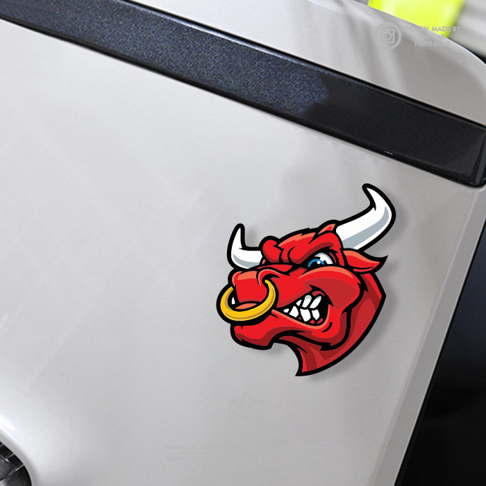 个性卡通牛头趣味反光车贴创意汽车摩托电动车改装笔记本防水贴纸