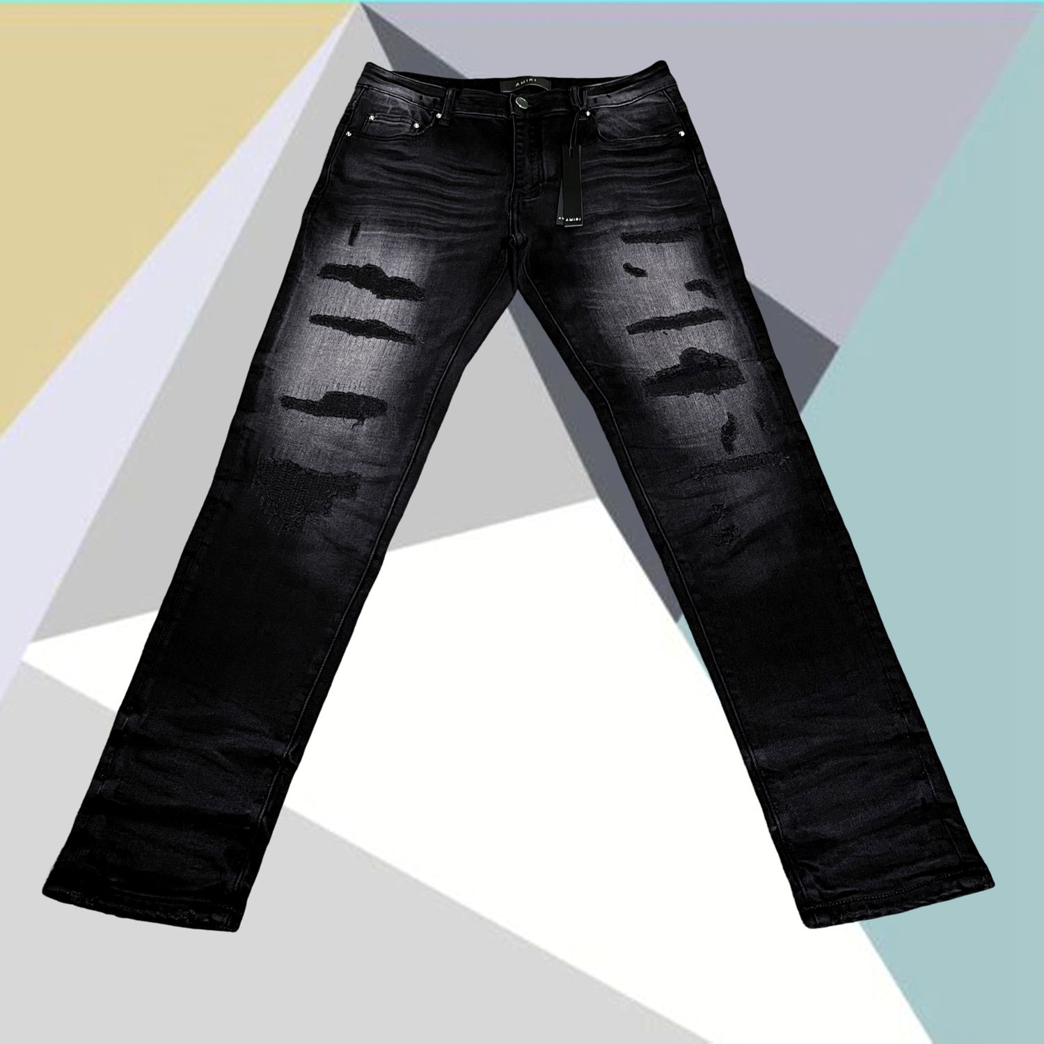 高街AMR牛仔裤个性破洞刀割