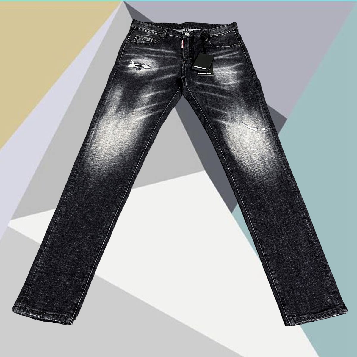 原创朋克风D2牛仔裤男士破洞猫须时尚修身小脚JEANS个性